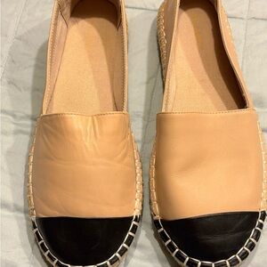 Aldo Tan and Black leather Espadrille Flats